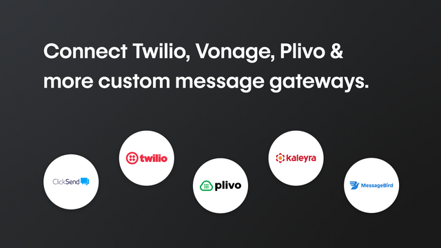 Connectez Twilio, Vonage, Plivo & plus de passerelles de messages personnalisés