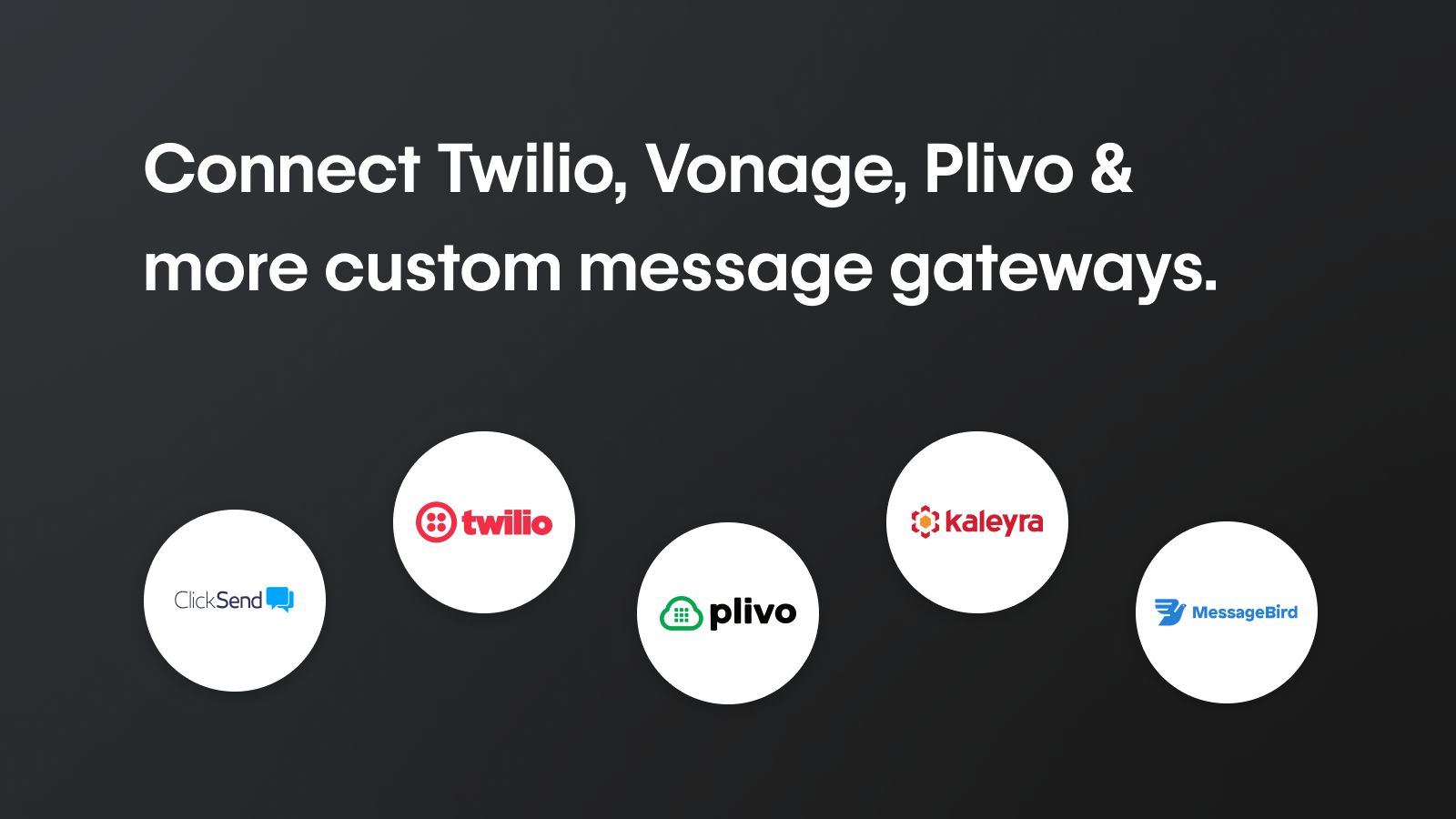 Verbinden Sie Twilio, Vonage, Plivo & mehr benutzerdefinierte Nachrichtengateways