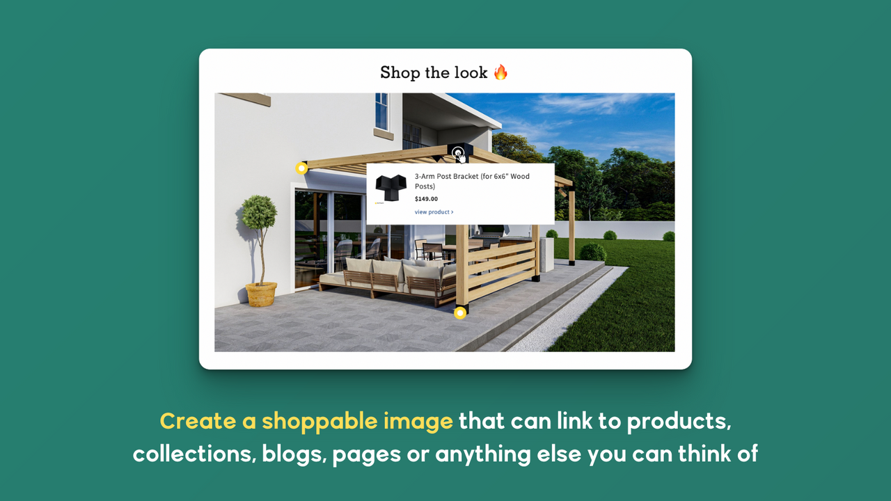 Fügen Sie anklickbare Hotspots zu jedem Bild hinzu, um Ihre Produkte hervorzuheben