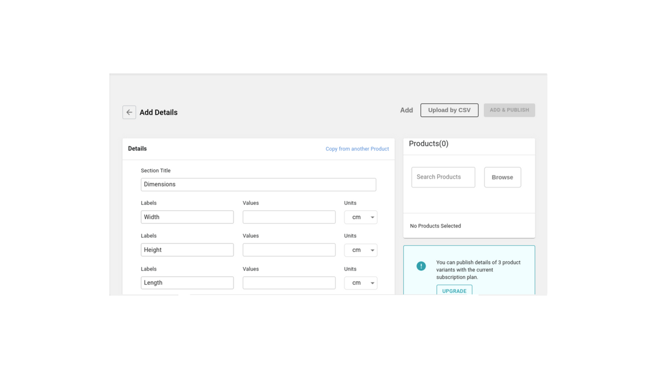 Opdater dimensioner