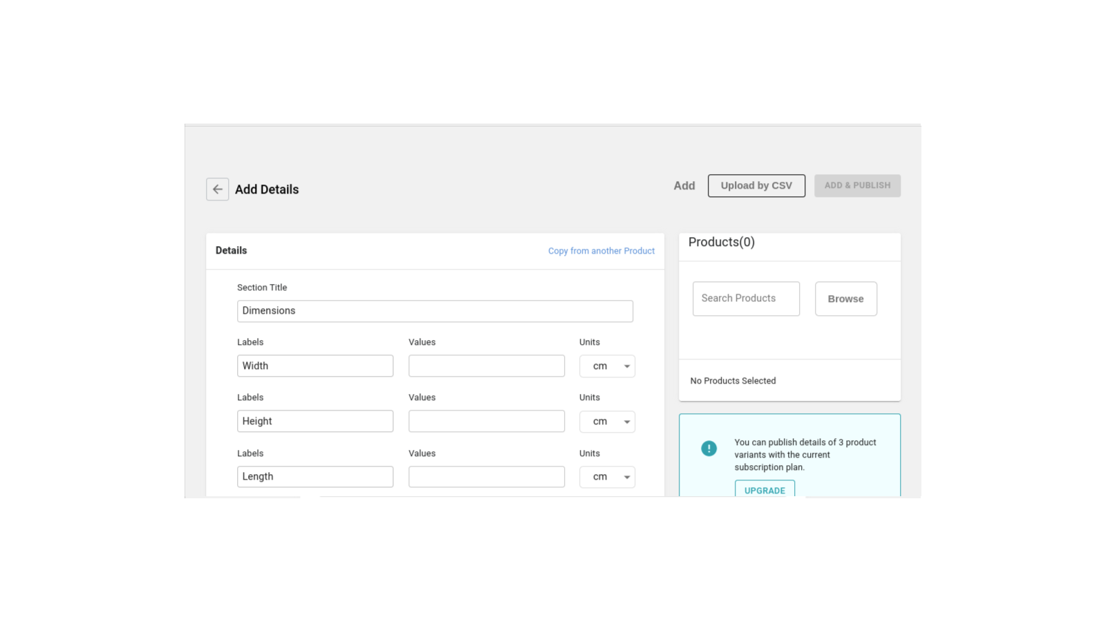 Opdater dimensioner