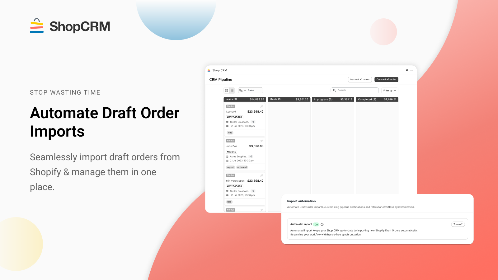 ShopCRM Import Draft Orders