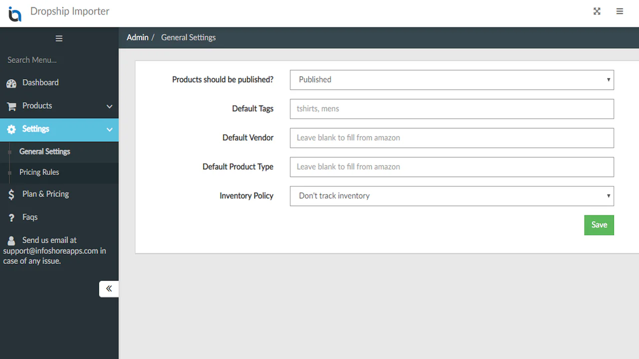 Captura de tela das Configurações