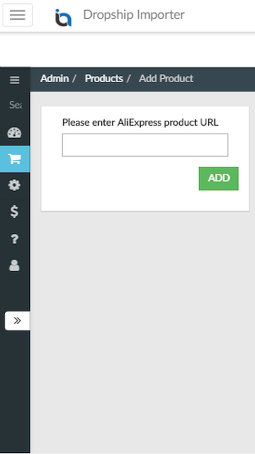 Screenshot Add Product Screen