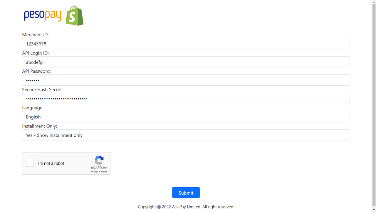 Página de configuración