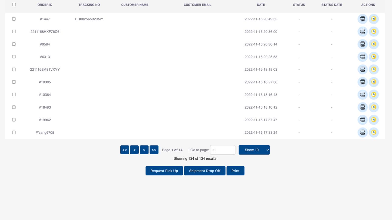 Liste des commandes déjà payées