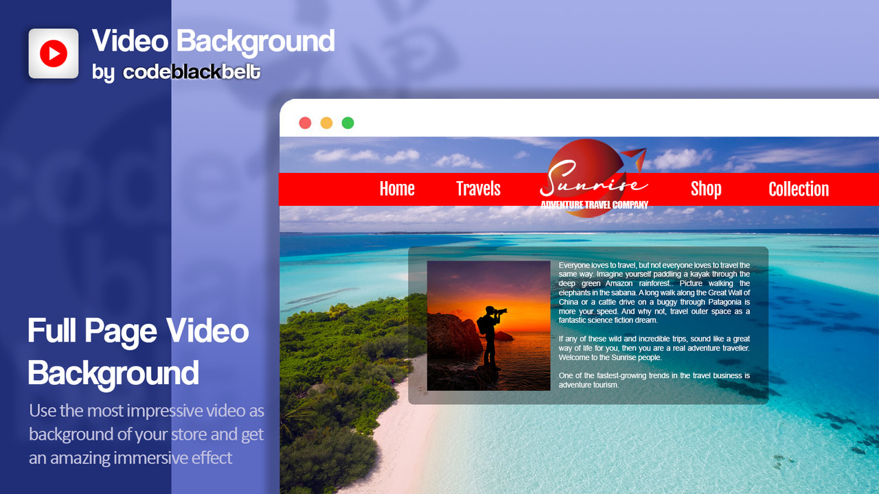 Show a video as background of your store