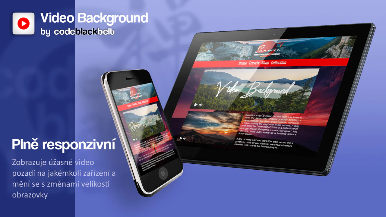 Tablet a mobil zobrazující video z webu