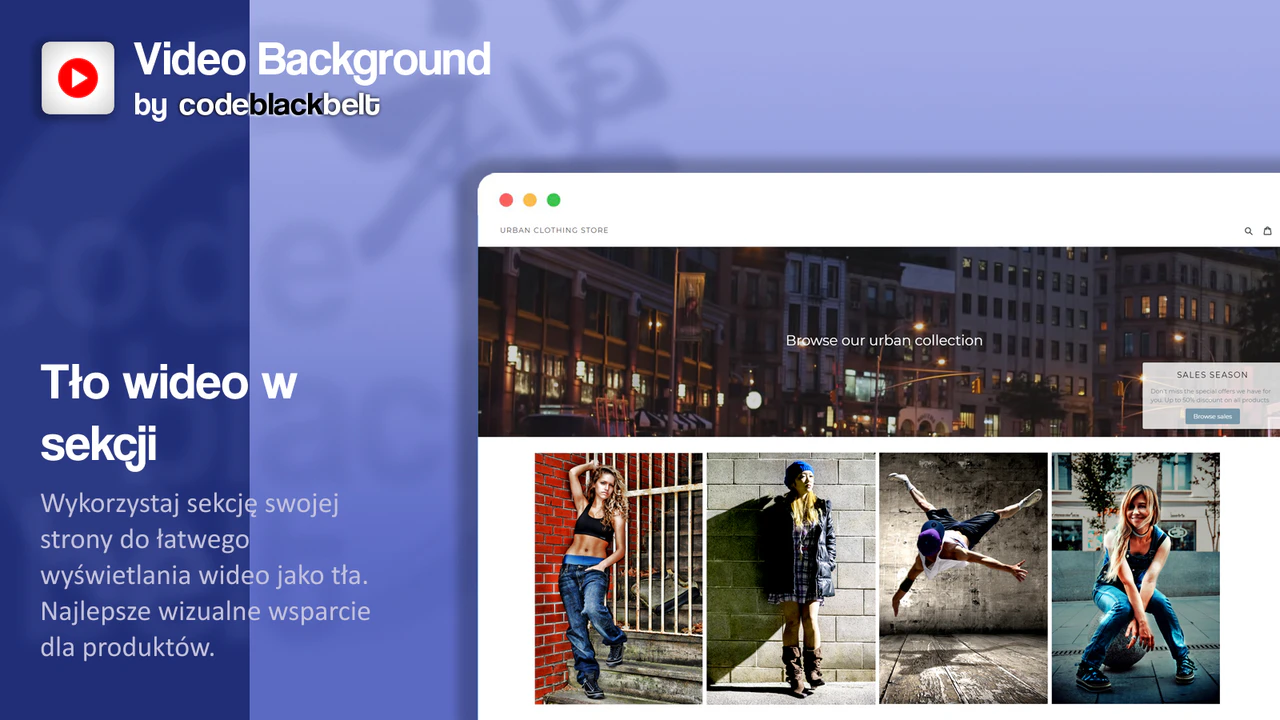 Pokaż wideo jako tło sekcji