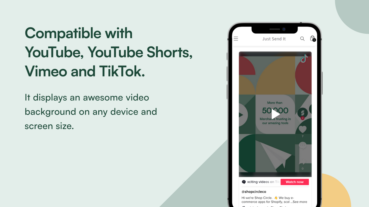 SC Video Background - Embed TikTok, YouTube and Vimeo videos right in your  store. | Shopify App Store