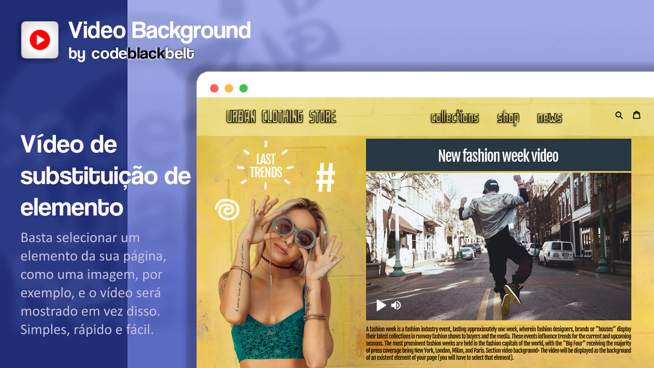 Substitua facilmente qualquer elemento do seu site por um vídeo