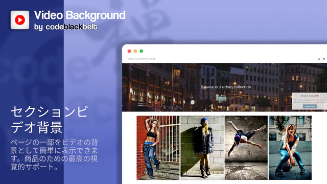  セクションの背景としてビデオを表示