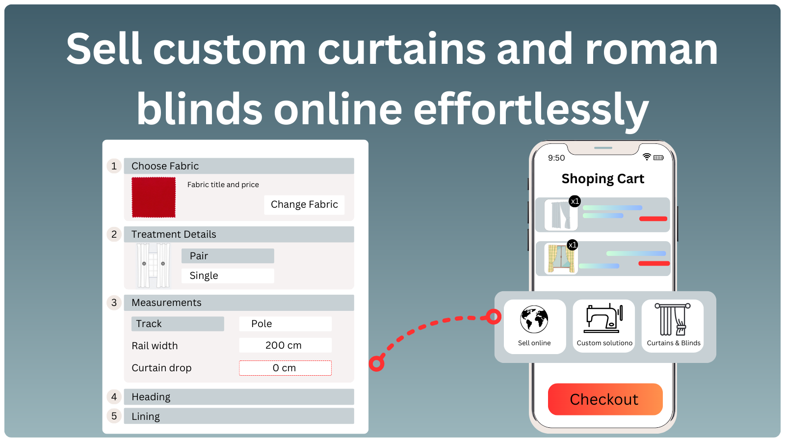 e-commerce calculator to sell curtain and blinds online