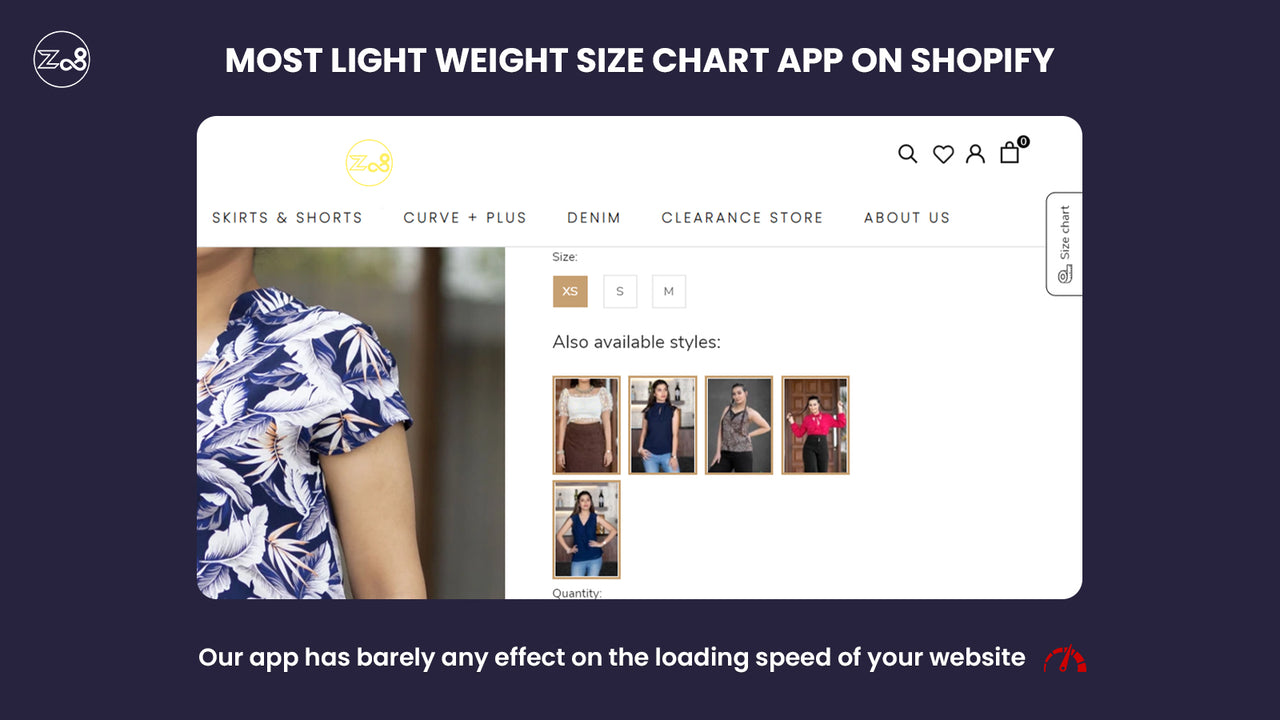 Z08 Size chart app - Most light weight app for your store