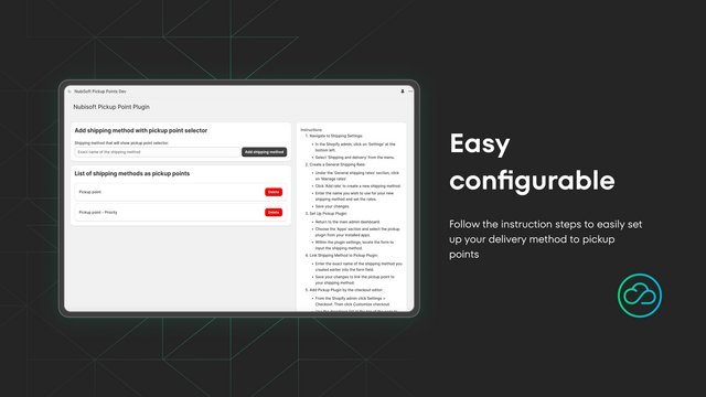 NubiSoft Pickup Points let konfigurerbar