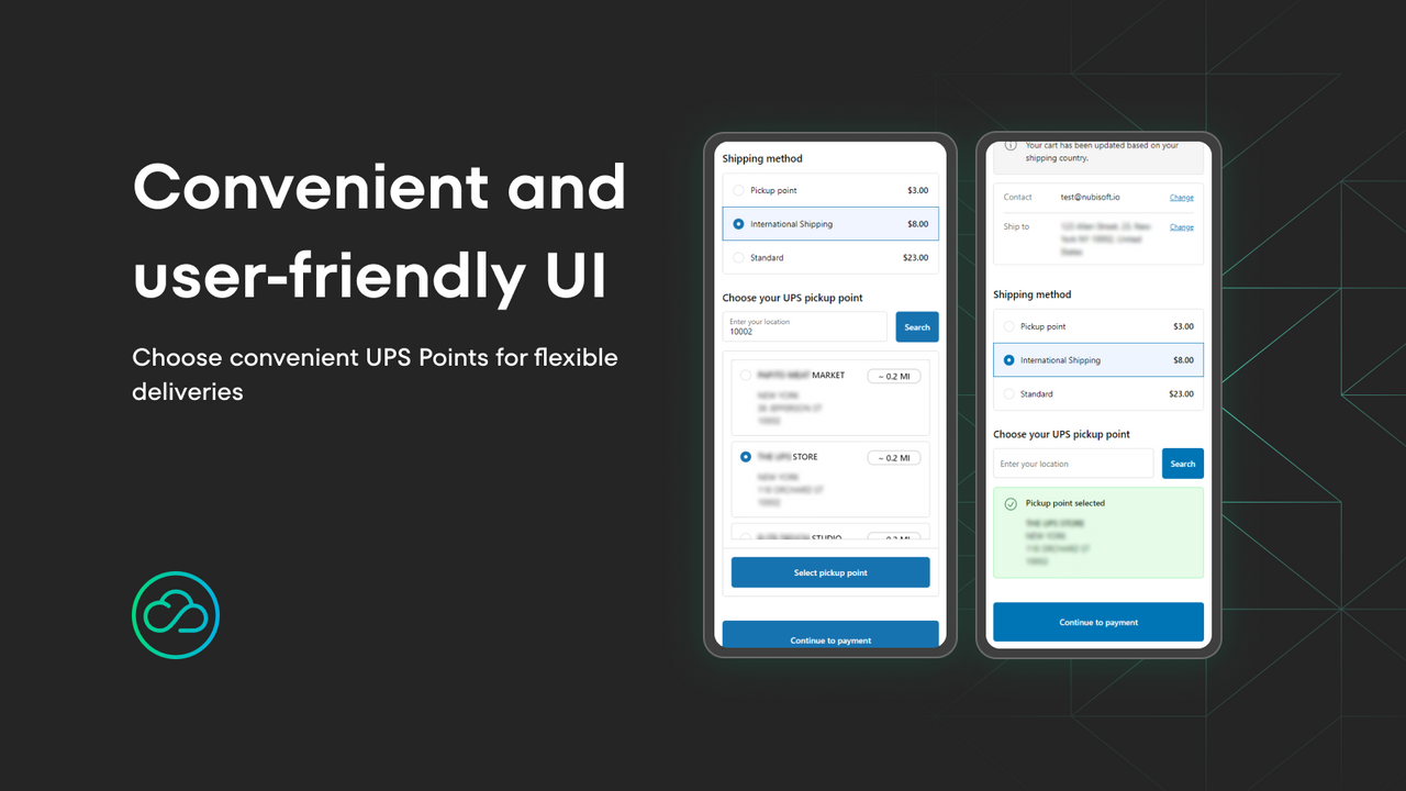NubiSoft Pickup Points bequeme UI