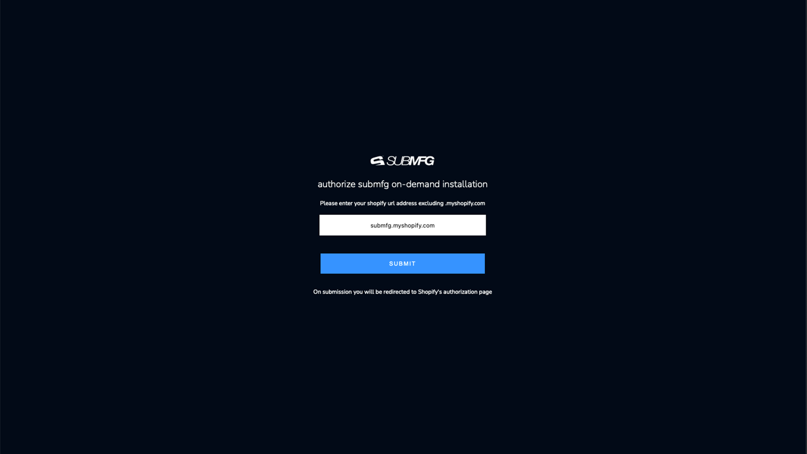 Inicia sesión en la aplicación con la URL de MyShopify si aún no has iniciado sesión