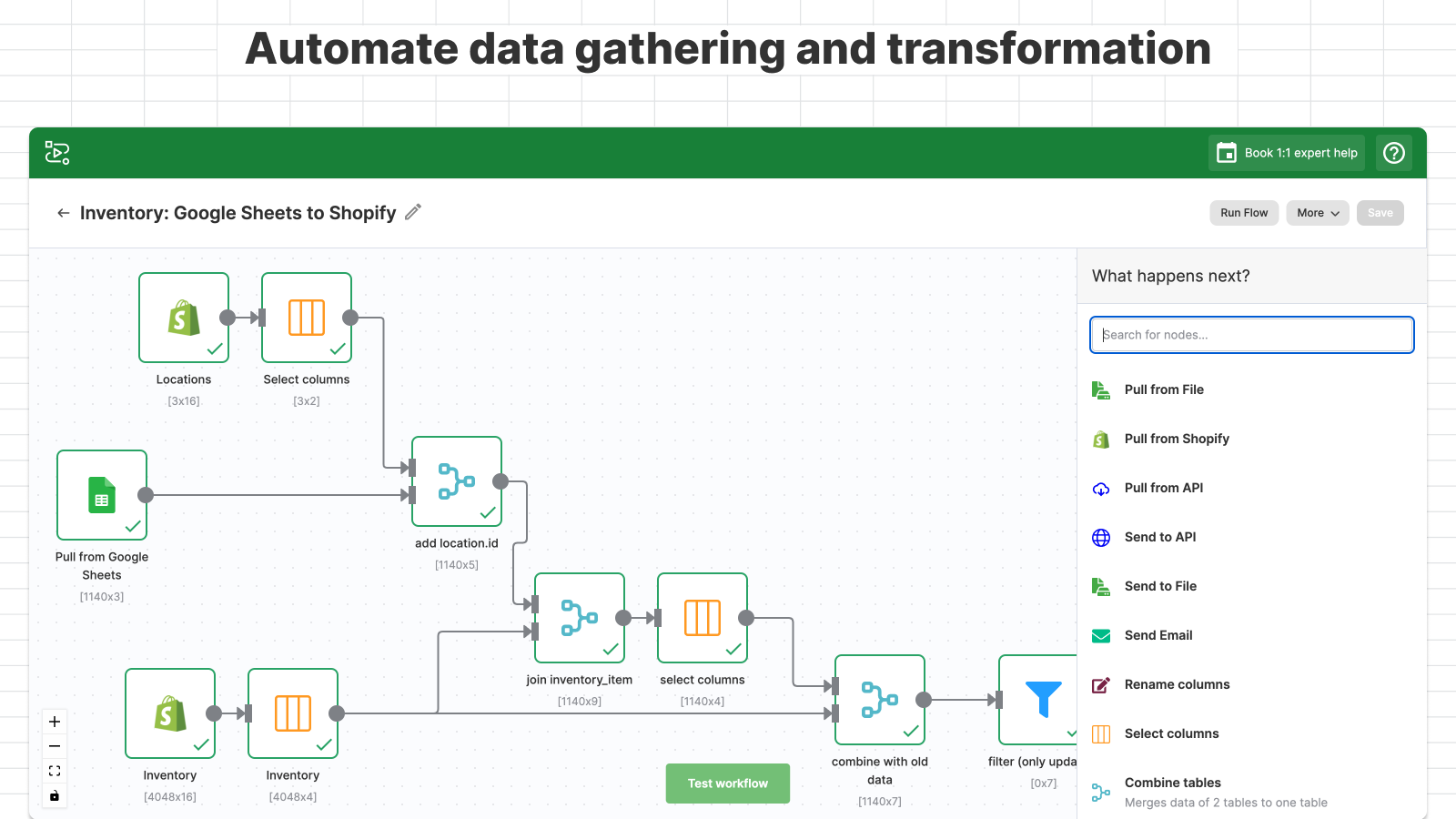 Automate data gathering and transformation