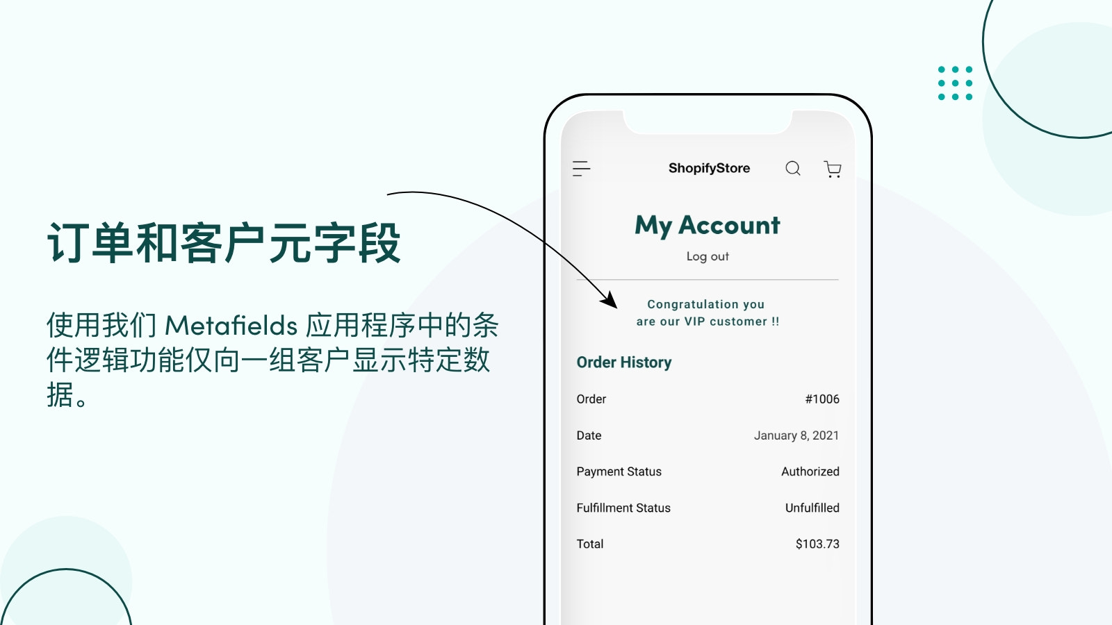 使用我们 Metafields 应用程序中的条件逻辑功能仅向一组客户显示特定数据。