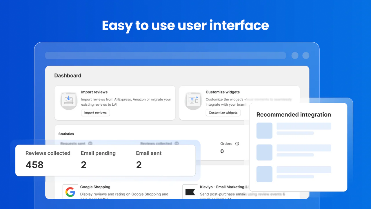 Easy to use user interface, manage your reviews at ease