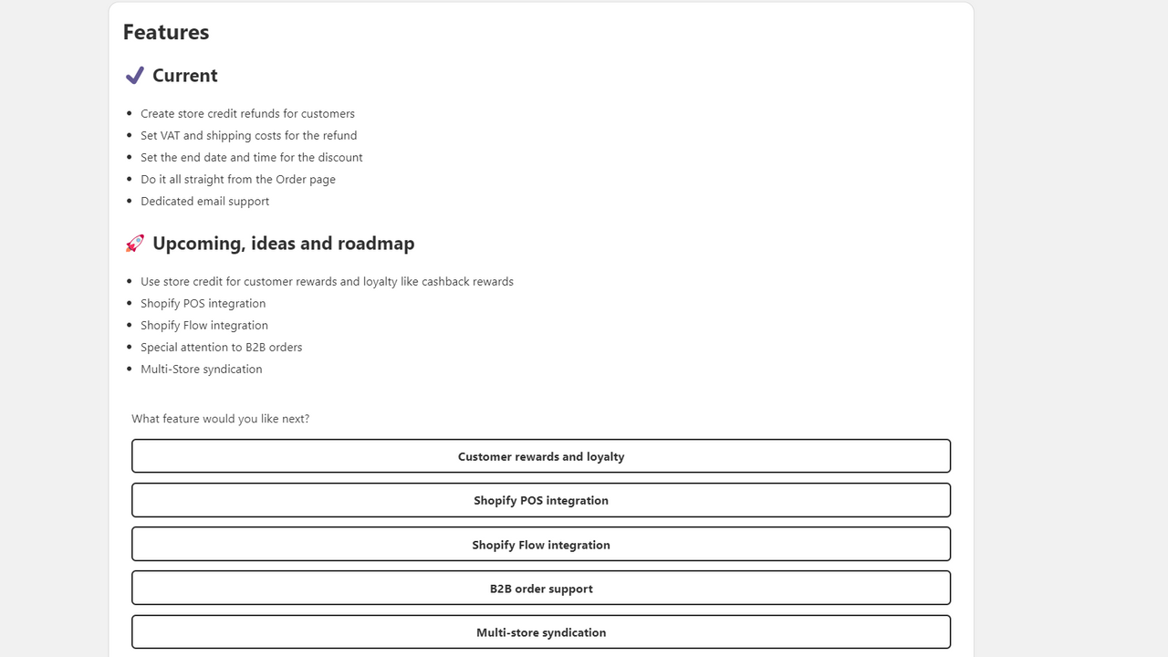 Funktions-Roadmap mit Umfrage