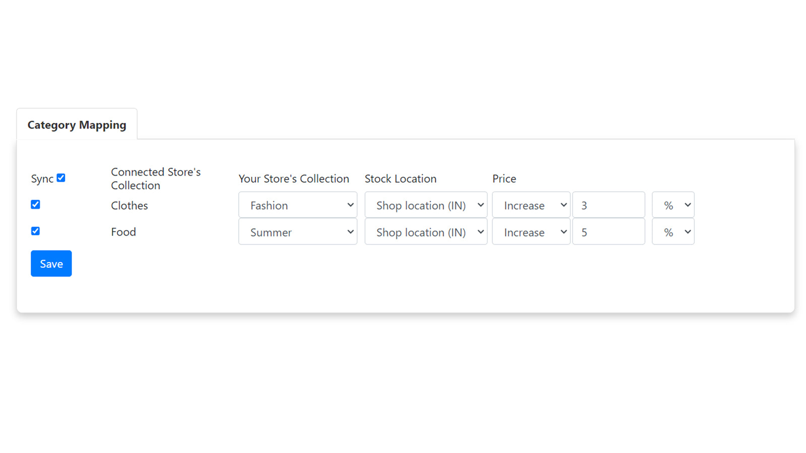 Collections and Pricing Settings