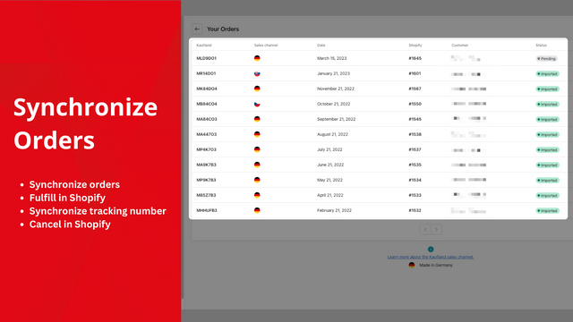 Synchronisez les commandes Kaufland vers Shopify