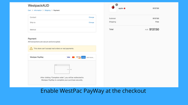 在结账时启用WestPac PayWay