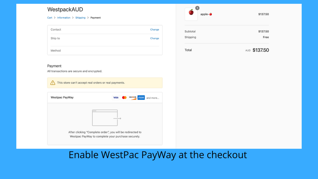 Habilite WestPac PayWay no checkout 
