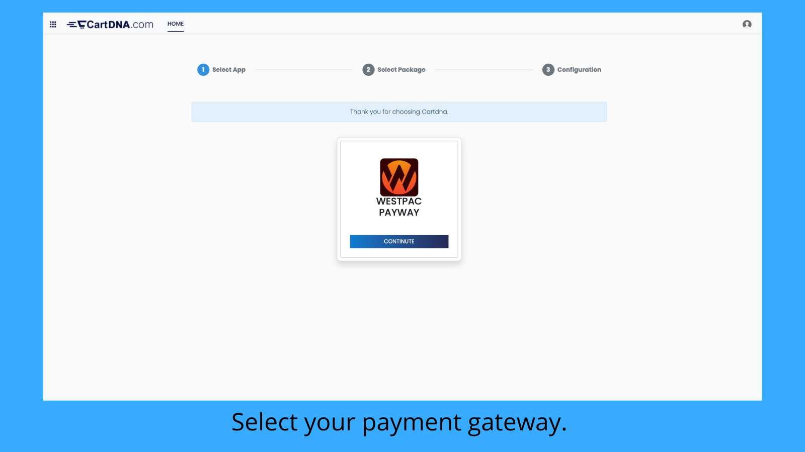 Vælg din betalingsgateway. 