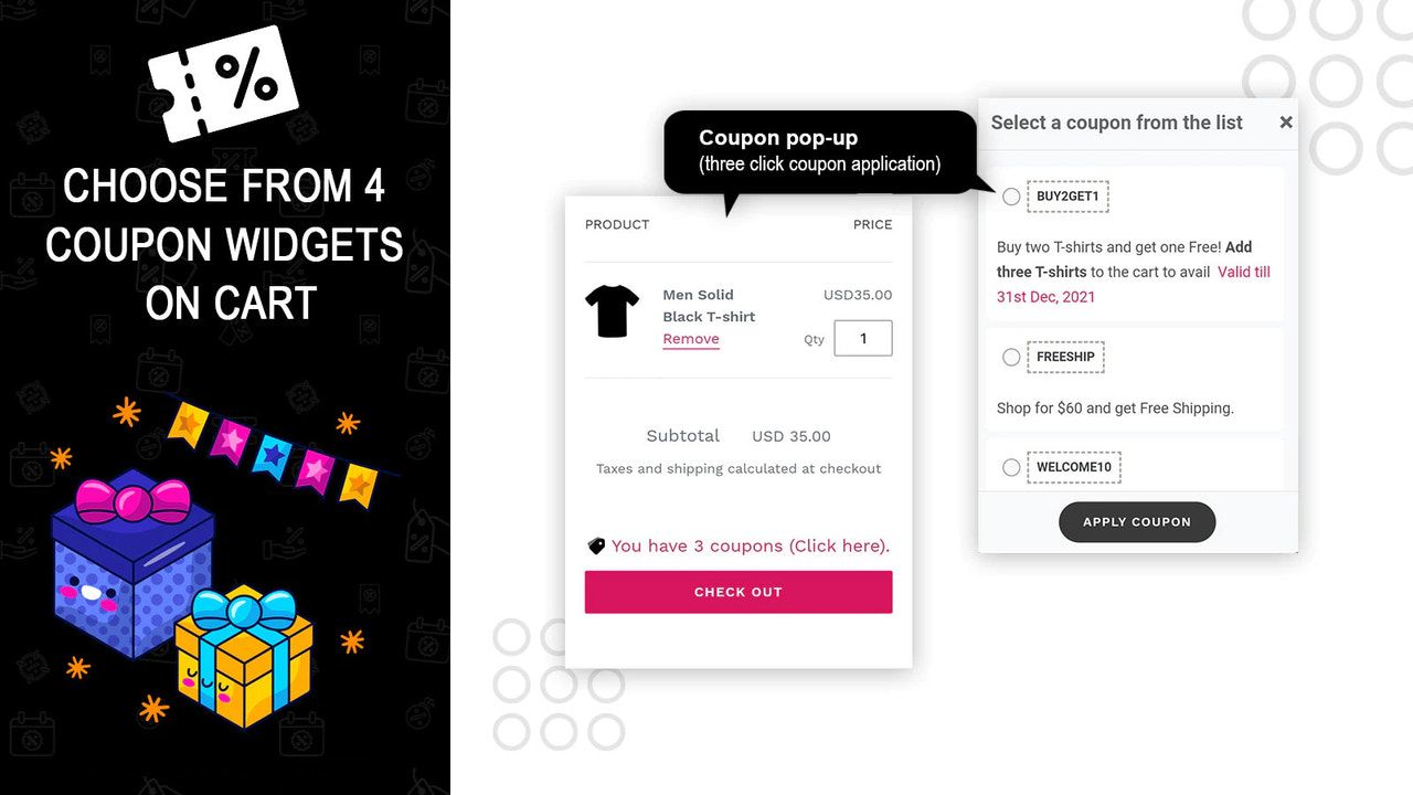 afficher les coupons sur le panier shopify