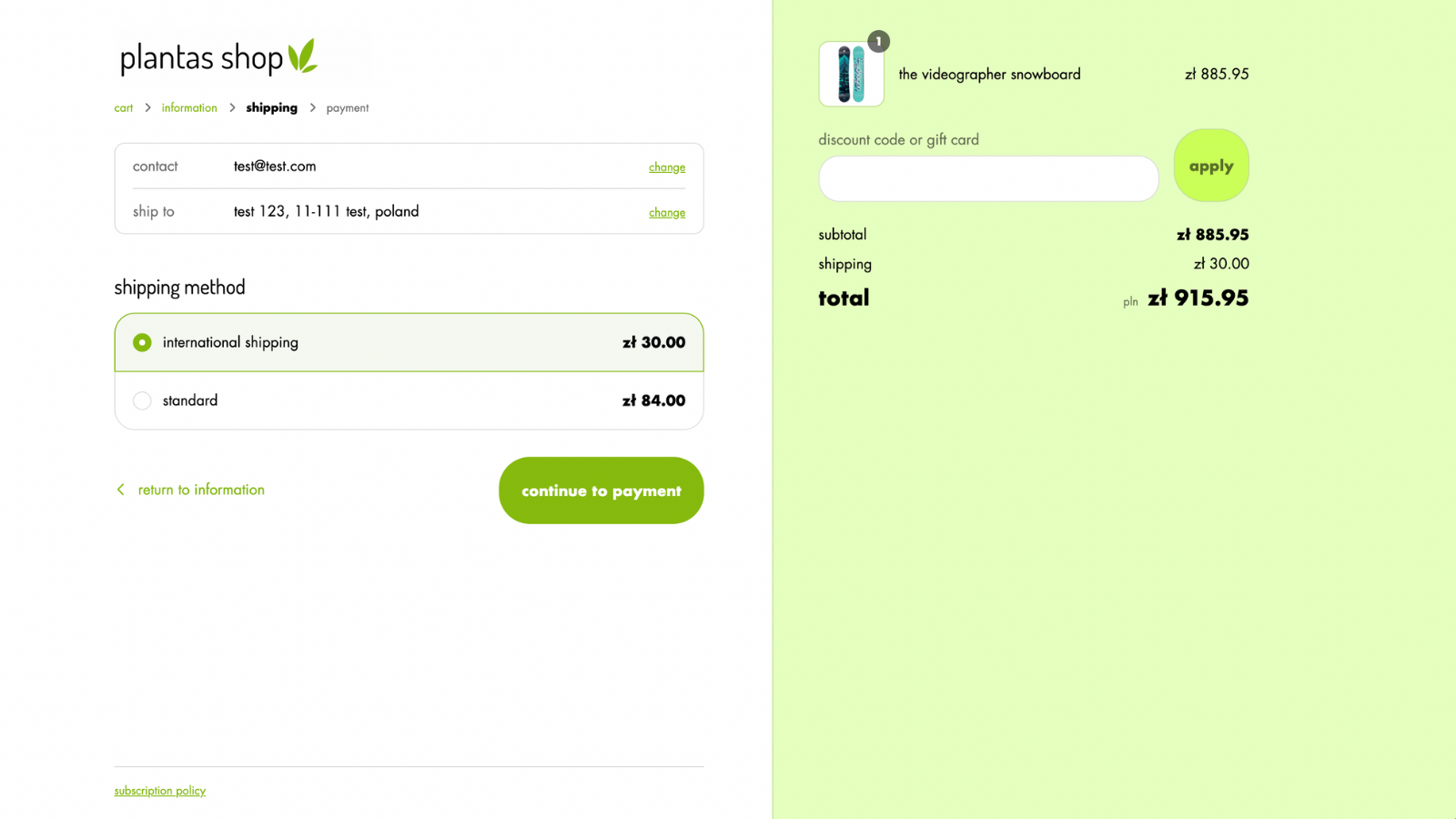 Förhandsgranska din nya anpassade utcheckning