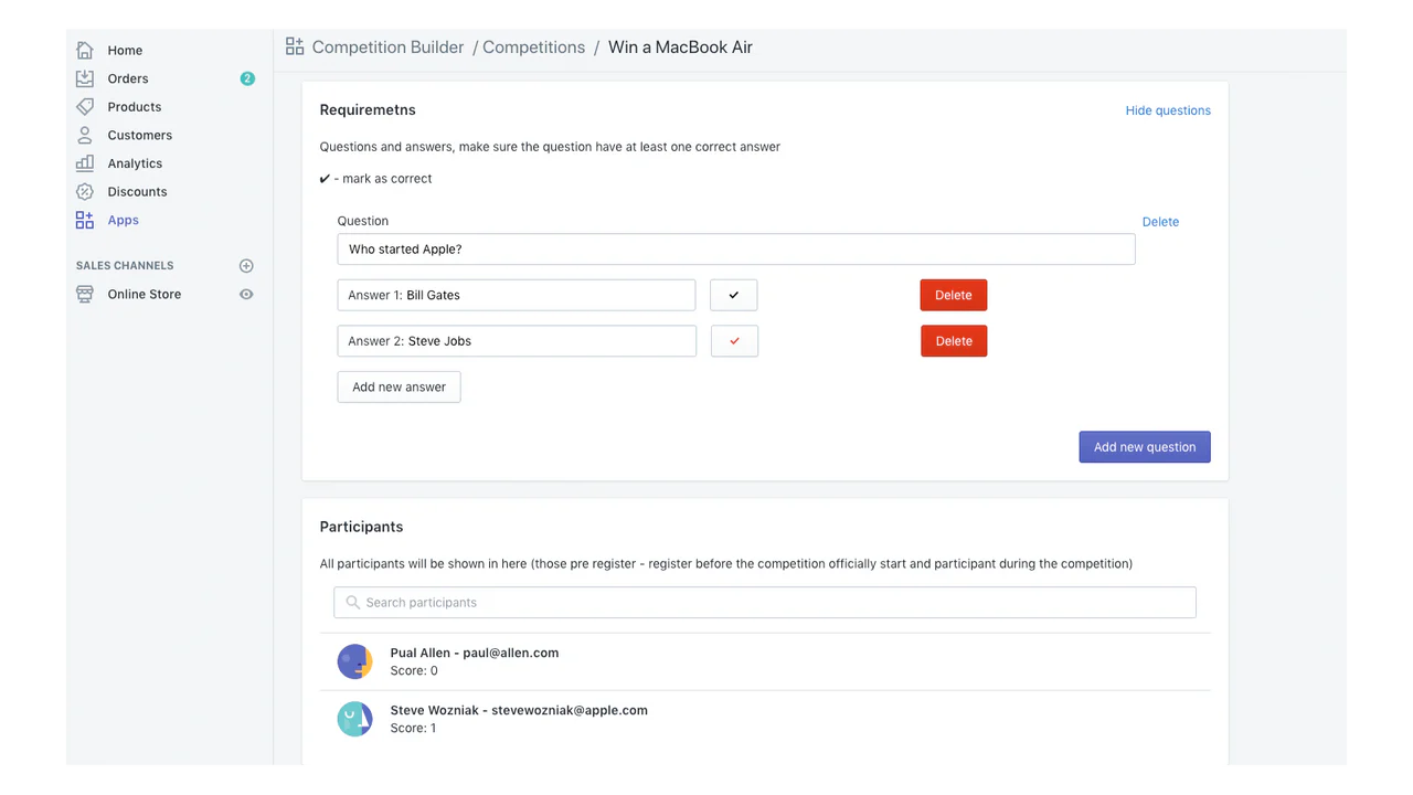 Admin - Competition requirement and participants