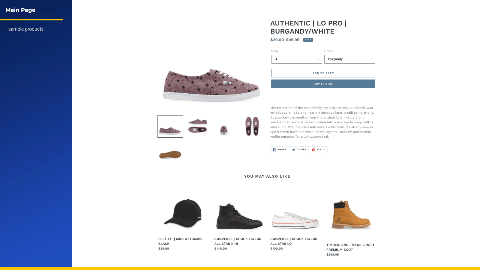 Shopify Testdaten Beispiel Schuhe