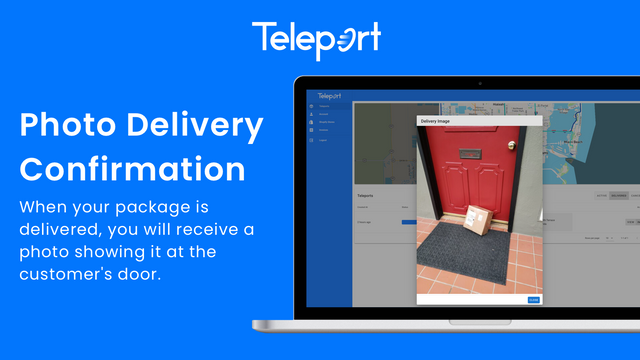 Skärmdump av Teleport App som visar ett levererat paket