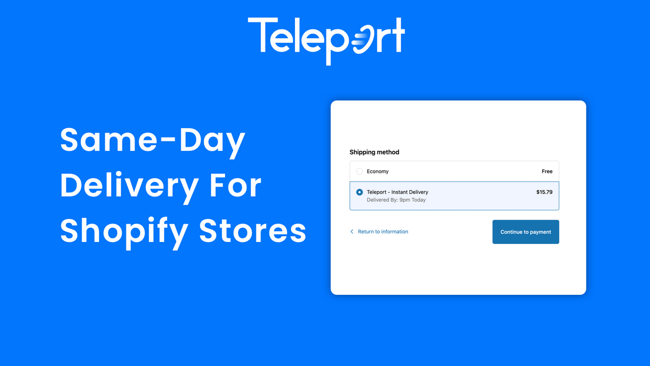 O checkout do Shopify com Teleport como método de envio