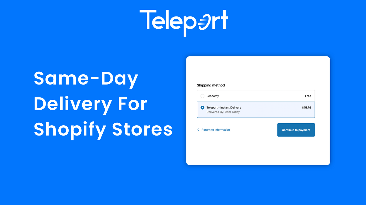 De Shopify-kassa met Teleport als verzendmethode