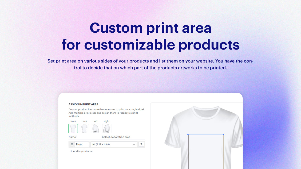Universal produkt print område opsætning.