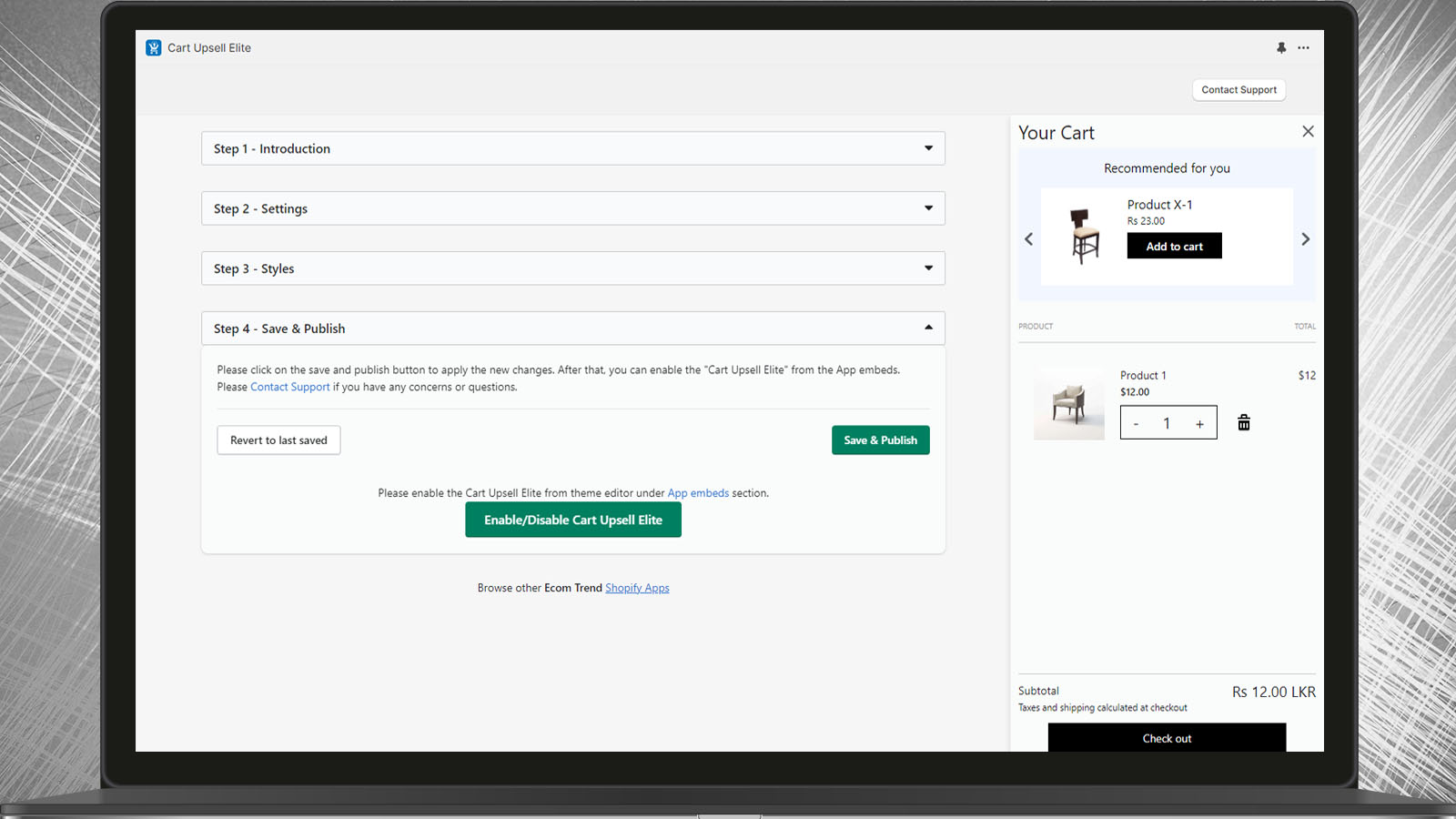 cart upsell component publicatie stap 4