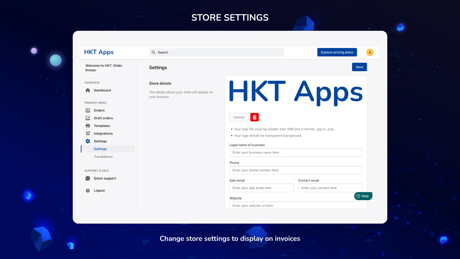 HKT: Order Printer PDF Invoice Screenshot