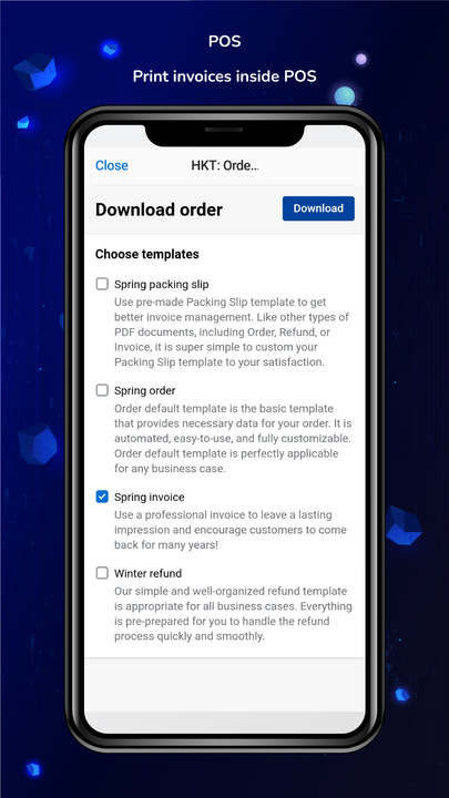 Download invoices inside POS