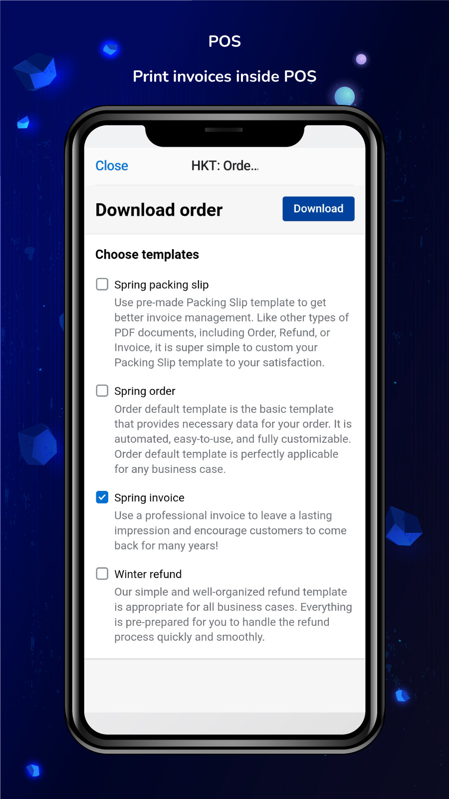 HKT: Order Printer PDF Invoice Screenshot