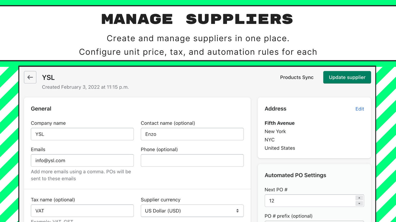 Auto Purchase Orders Screenshot