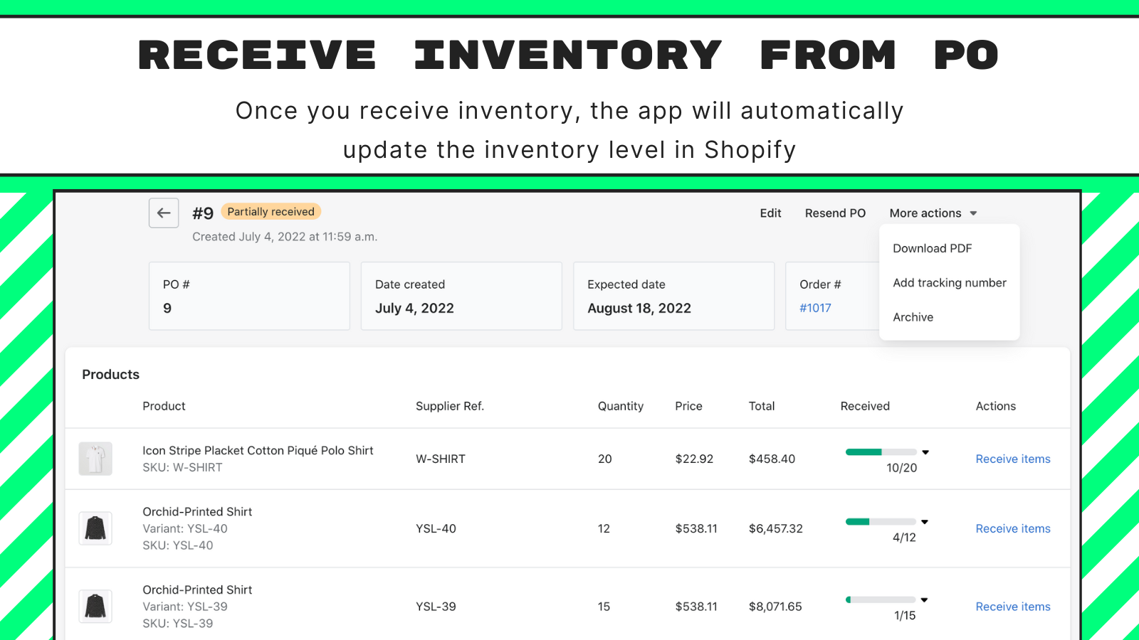 Auto Purchase Orders Screenshot