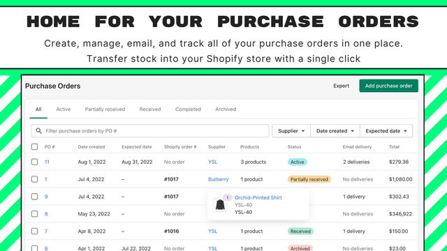 Crie Ordens de Compra Profissionais a partir de pedidos do Shopify