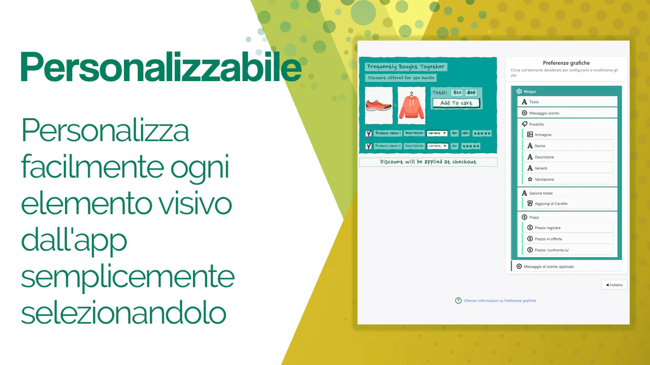 Personalizza ciascun elemento semplicemente selezionandolo