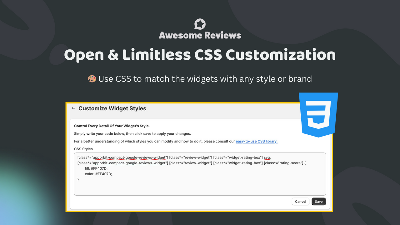 Open & onbeperkte CSS-aanpassing