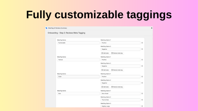 Fully customizable taggings