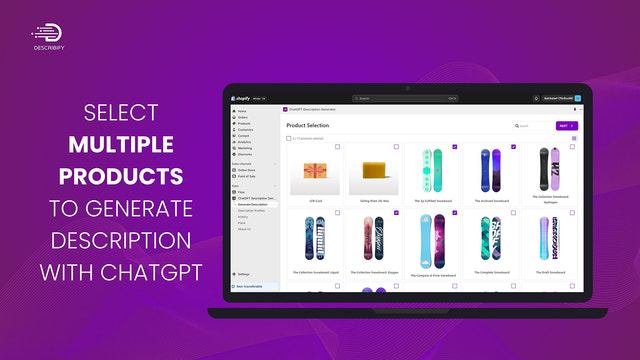 Välj flera produkter för att generera beskrivning med ChatGPT
