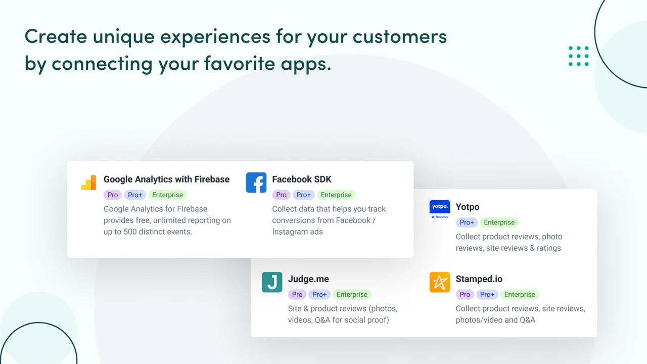 Connectez plus de 30 applications avec votre application mobile Shopify.